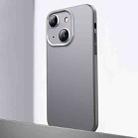 For iPhone 14 Frosted Metal Material Phone Case with Lens Protection(Grey) - 1