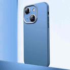 For iPhone 14 Plus Frosted Metal Material Phone Case with Lens Protection(Blue) - 1