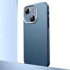 For iPhone 14 Plus Frosted Metal Material Phone Case with Lens Protection(Dark Blue) - 1