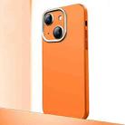 For iPhone 14 Plus Frosted Metal Material Phone Case with Lens Protection(Orange) - 1