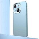 For iPhone 14 Plus Frosted Metal Material Phone Case with Lens Protection(Light Blue) - 1