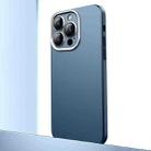 For iPhone 14 Pro Frosted Metal Material Phone Case with Lens Protection(Dark Blue) - 1