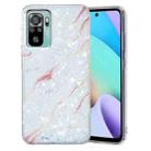 For Xiaomi Redmi Note 10 IMD Shell Pattern TPU Phone Case(White Marble) - 1