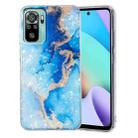 For Xiaomi Redmi Note 10 IMD Shell Pattern TPU Phone Case(Blue Gold Marble) - 1