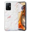 For Xiaomi 11T / 11T Pro IMD Shell Pattern TPU Phone Case(White Marble) - 1