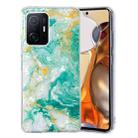 For Xiaomi 11T / 11T Pro IMD Shell Pattern TPU Phone Case(Green Marble) - 1