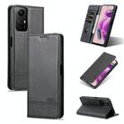 For Xiaomi Redmi Note 12S AZNS Magnetic Calf Texture Flip Leather Phone Case(Black) - 1