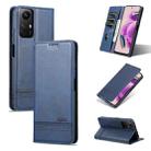 For Xiaomi Redmi Note 12S AZNS Magnetic Calf Texture Flip Leather Phone Case(Dark Blue) - 1