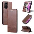 For Xiaomi Redmi Note 12S AZNS Magnetic Calf Texture Flip Leather Phone Case(Dark Brown) - 1