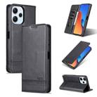 For Xiaomi Redmi 12 4G AZNS Magnetic Calf Texture Flip Leather Phone Case(Black) - 1