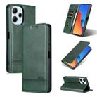 For Xiaomi Redmi 12 4G AZNS Magnetic Calf Texture Flip Leather Phone Case(Dark Green) - 1