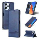For Xiaomi Redmi 12 4G AZNS Magnetic Calf Texture Flip Leather Phone Case(Dark Blue) - 1