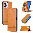 For Xiaomi Redmi 12 4G AZNS Magnetic Calf Texture Flip Leather Phone Case(Light Brown) - 1