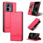 For Xiaomi Redmi K60 Ultra/Mi 13T/13T Pro AZNS Magnetic Calf Texture Flip Leather Phone Case(Red) - 1