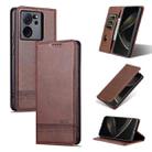 For Xiaomi Redmi K60 Ultra/Mi 13T/13T Pro AZNS Magnetic Calf Texture Flip Leather Phone Case(Dark Brown) - 1
