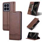 For Xiaomi 14 Pro AZNS Magnetic Calf Texture Flip Leather Phone Case(Dark Brown) - 1