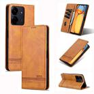 For Xiaomi Redmi 13C / Poco C65 AZNS Magnetic Calf Texture Flip Leather Phone Case(Light Brown) - 1