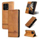 For Xiaomi Redmi K70E AZNS Magnetic Calf Texture Flip Leather Phone Case(Light Brown) - 1