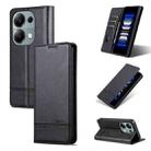 For Xiaomi Redmi Note 13 Pro 4G AZNS Magnetic Calf Texture Flip Leather Phone Case(Black) - 1