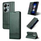 For Xiaomi Redmi Note 13 Pro 4G AZNS Magnetic Calf Texture Flip Leather Phone Case(Dark Green) - 1