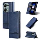 For Xiaomi Redmi Note 13 Pro 4G AZNS Magnetic Calf Texture Flip Leather Phone Case(Dark Blue) - 1