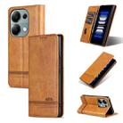 For Xiaomi Redmi Note 13 Pro 4G AZNS Magnetic Calf Texture Flip Leather Phone Case(Light Brown) - 1