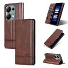 For Xiaomi Redmi Note 13 Pro 4G AZNS Magnetic Calf Texture Flip Leather Phone Case(Dark Brown) - 1