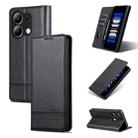 For Xiaomi Redmi Note 13 4G AZNS Magnetic Calf Texture Flip Leather Phone Case(Black) - 1