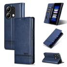 For Xiaomi Redmi Note 13 4G AZNS Magnetic Calf Texture Flip Leather Phone Case(Dark Blue) - 1