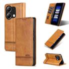 For Xiaomi Redmi Note 13 4G AZNS Magnetic Calf Texture Flip Leather Phone Case(Light Brown) - 1