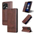 For Xiaomi Redmi Note 13 4G AZNS Magnetic Calf Texture Flip Leather Phone Case(Dark Brown) - 1