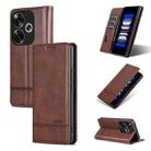 For Xiaomi Redmi Turbo 3 AZNS Magnetic Calf Texture Flip Leather Phone Case(Dark Brown) - 1