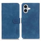 For iPhone 16 KHAZNEH Retro Texture Leather Phone Case(Blue) - 1
