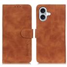 For iPhone 16 KHAZNEH Retro Texture Leather Phone Case(Brown) - 1