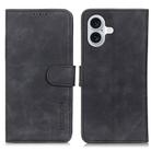 For iPhone 16 Plus KHAZNEH Retro Texture Leather Phone Case(Black) - 1