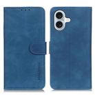 For iPhone 16 Plus KHAZNEH Retro Texture Leather Phone Case(Blue) - 1