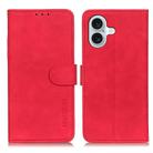 For iPhone 16 Plus KHAZNEH Retro Texture Leather Phone Case(Red) - 1