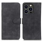 For iPhone 16 Pro KHAZNEH Retro Texture Leather Phone Case(Black) - 1