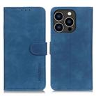 For iPhone 16 Pro KHAZNEH Retro Texture Leather Phone Case(Blue) - 1