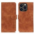 For iPhone 16 Pro Max KHAZNEH Retro Texture Leather Phone Case(Brown) - 1