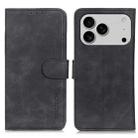 For iPhone 17 Pro Max KHAZNEH Retro Texture Leather Phone Case(Black) - 1