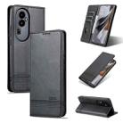 For OPPO  Reno10 AZNS Magnetic Calf Texture Flip Leather Phone Case(Black) - 1