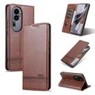 For OPPO  Reno10 AZNS Magnetic Calf Texture Flip Leather Phone Case(Dark Brown) - 1