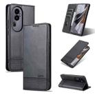 For OPPO Reno10 Pro AZNS Magnetic Calf Texture Flip Leather Phone Case(Black) - 1