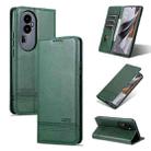 For OPPO Reno10 Pro AZNS Magnetic Calf Texture Flip Leather Phone Case(Dark Green) - 1