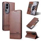 For OPPO Reno10 Pro AZNS Magnetic Calf Texture Flip Leather Phone Case(Dark Brown) - 1