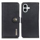 For iPhone 16 KHAZNEH Cowhide Texture Horizontal Flip Leather Phone Case(Black) - 1