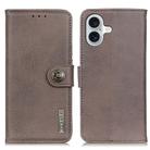 For iPhone 16 Plus KHAZNEH Cowhide Texture Horizontal Flip Leather Phone Case(Khaki) - 1