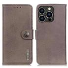 For iPhone 16 Pro KHAZNEH Cowhide Texture Horizontal Flip Leather Phone Case(Khaki) - 1