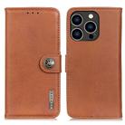 For iPhone 16 Pro Max KHAZNEH Cowhide Texture Horizontal Flip Leather Phone Case(Brown) - 1